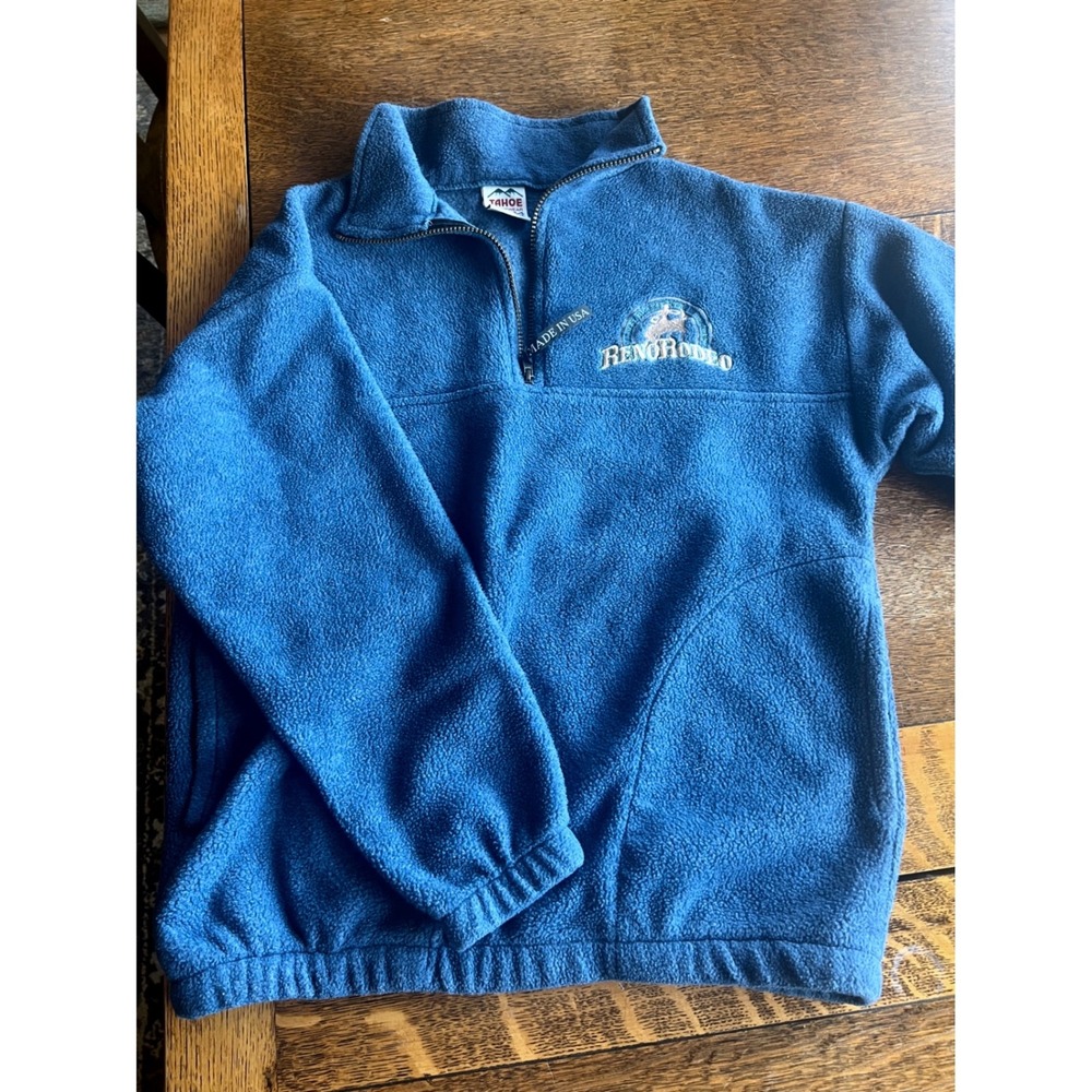 Tahoe Activewear Reno Rodeo Blue Fleece Quarter Zip Pullover Made in USA Small
